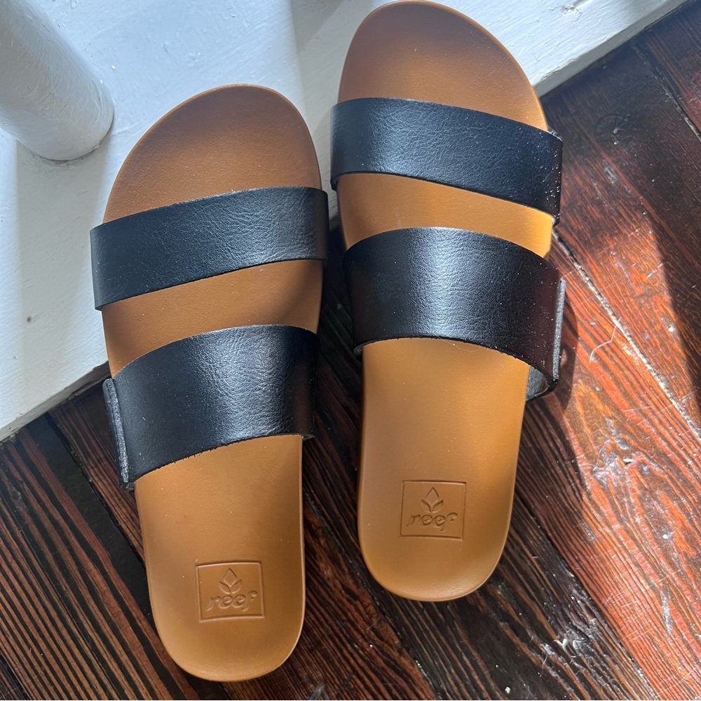 Reef Dual-Tone Black & Tan Slide Sandals (Free Shipping)